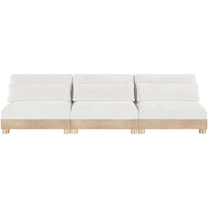 Turin 120" Cream Chenille Fabric Upholstered 3pc. Modular Sofa