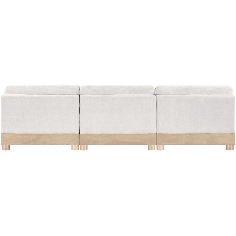 Turin 120" Cream Chenille Fabric Upholstered 3pc. Modular Sofa