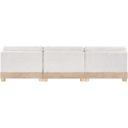 Turin 120" Cream Chenille Fabric Upholstered 3pc. Modular Sofa
