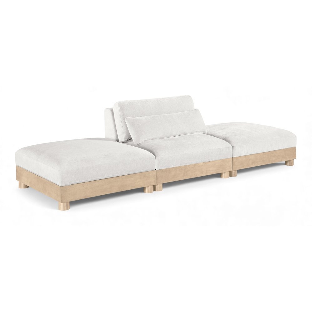 Turin 120" Cream Chenille Fabric Upholstered 3pc. Modular Sofa
