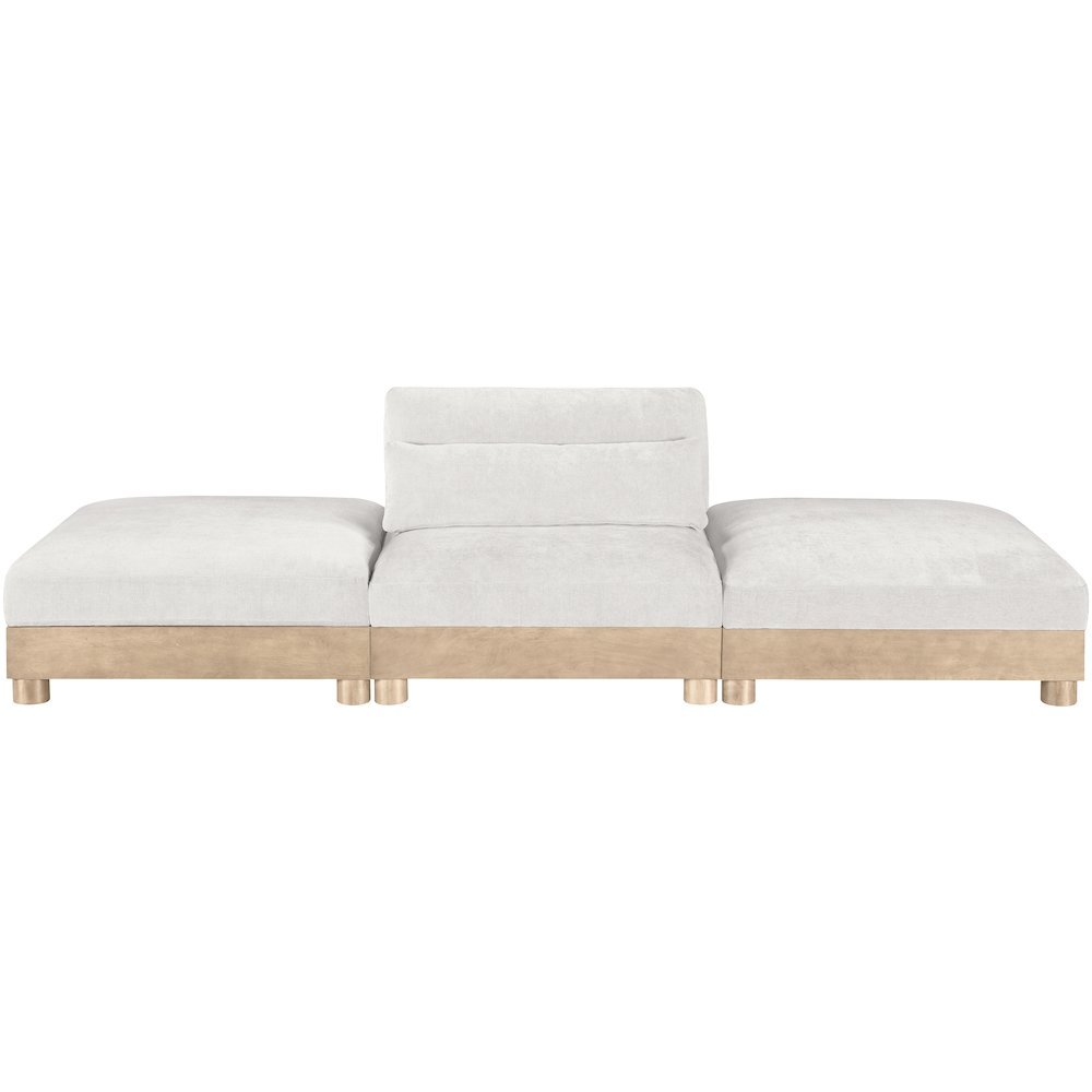 Turin 120" Cream Chenille Fabric Upholstered 3pc. Modular Sofa