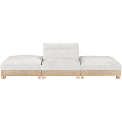 Turin 120" Cream Chenille Fabric Upholstered 3pc. Modular Sofa