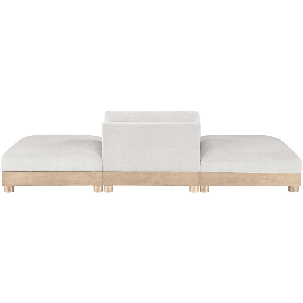 Turin 120" Cream Chenille Fabric Upholstered 3pc. Modular Sofa
