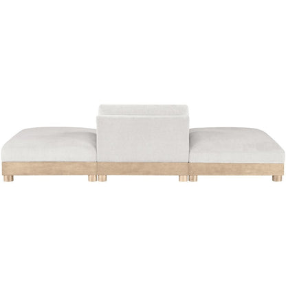 Turin 120" Cream Chenille Fabric Upholstered 3pc. Modular Sofa