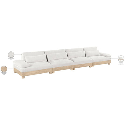 Turin 175.5" Cream Chenille Fabric Upholstered 4pc. Modular Sofa