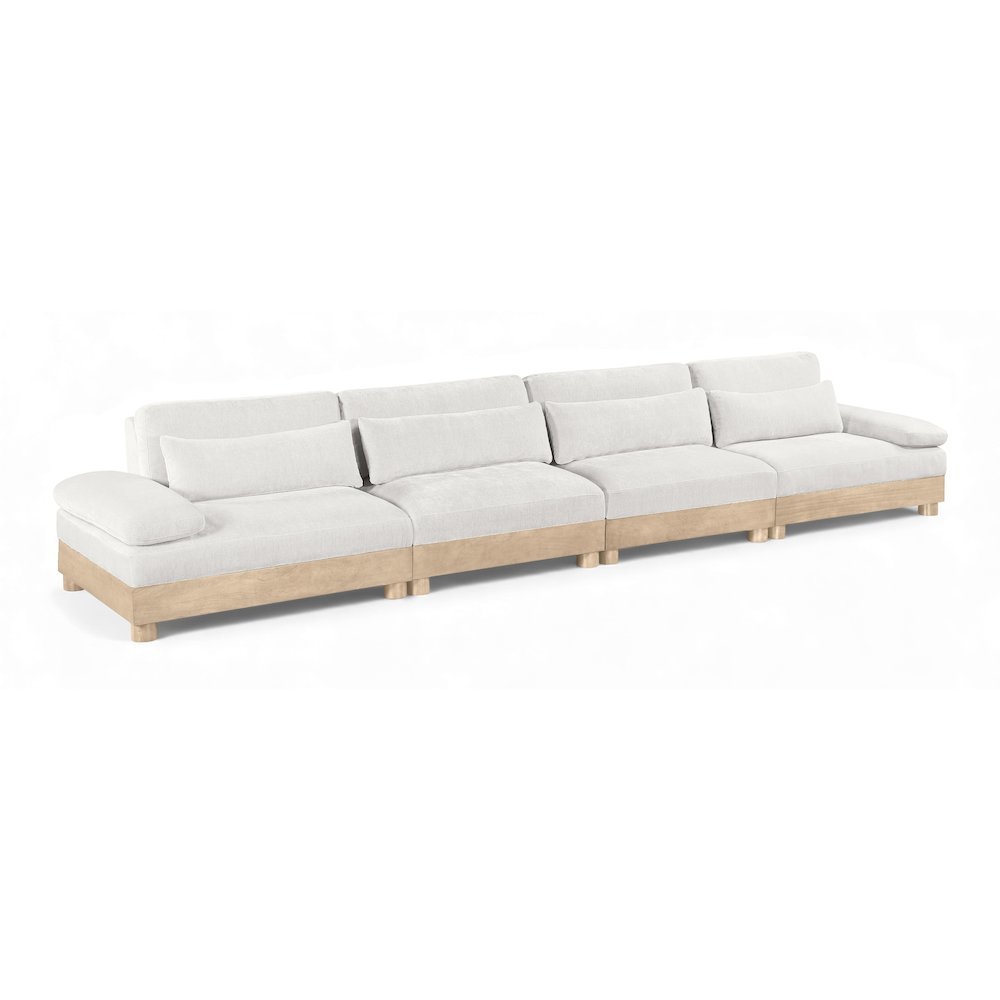 Turin 175.5" Cream Chenille Fabric Upholstered 4pc. Modular Sofa
