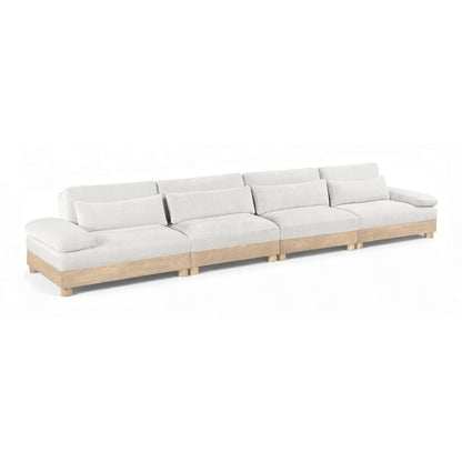 Turin 175.5" Cream Chenille Fabric Upholstered 4pc. Modular Sofa