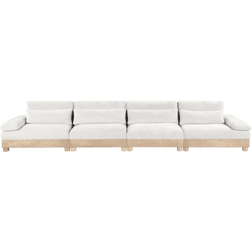 Turin 175.5" Cream Chenille Fabric Upholstered 4pc. Modular Sofa
