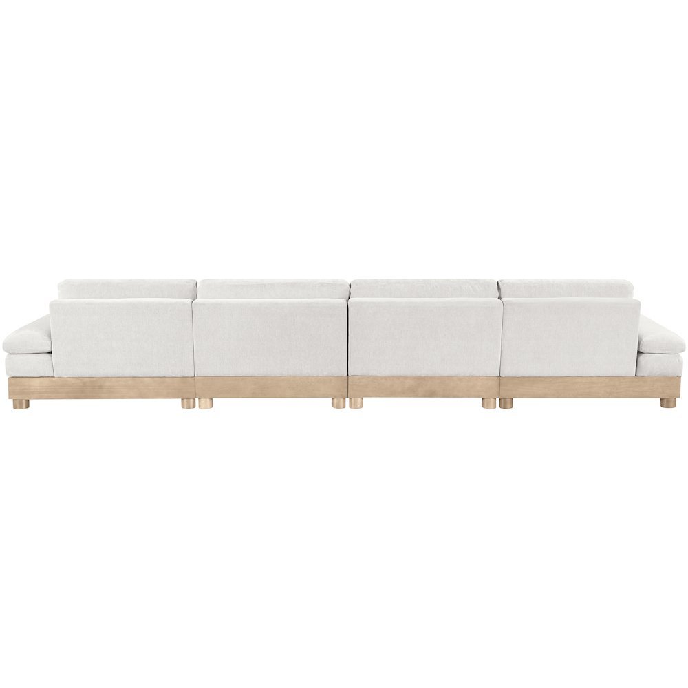 Turin 175.5" Cream Chenille Fabric Upholstered 4pc. Modular Sofa