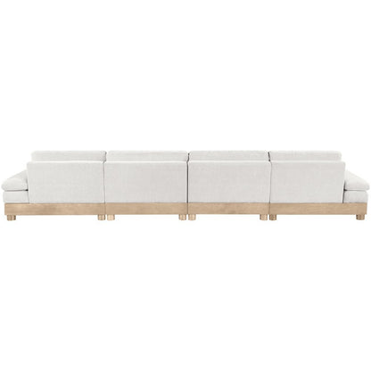 Turin 175.5" Cream Chenille Fabric Upholstered 4pc. Modular Sofa