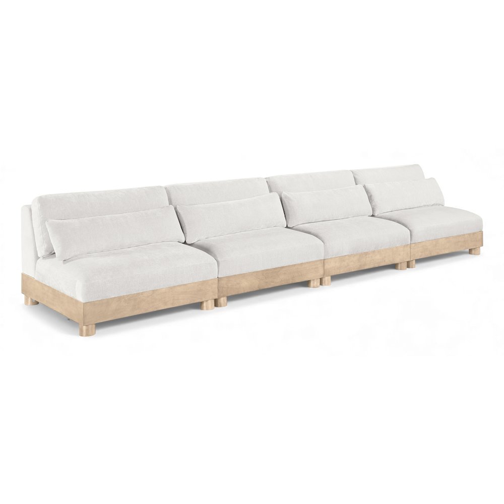 Turin 160" Cream Chenille Fabric Upholstered 4pc. Modular Sofa