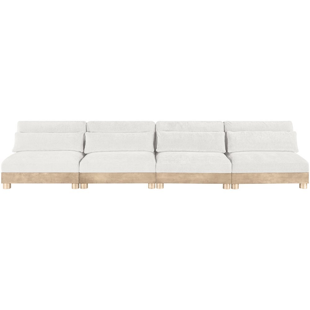 Turin 160" Cream Chenille Fabric Upholstered 4pc. Modular Sofa