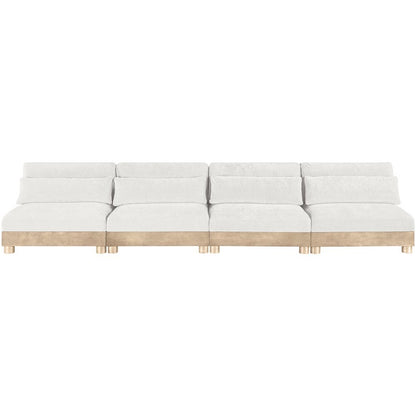 Turin 160" Cream Chenille Fabric Upholstered 4pc. Modular Sofa
