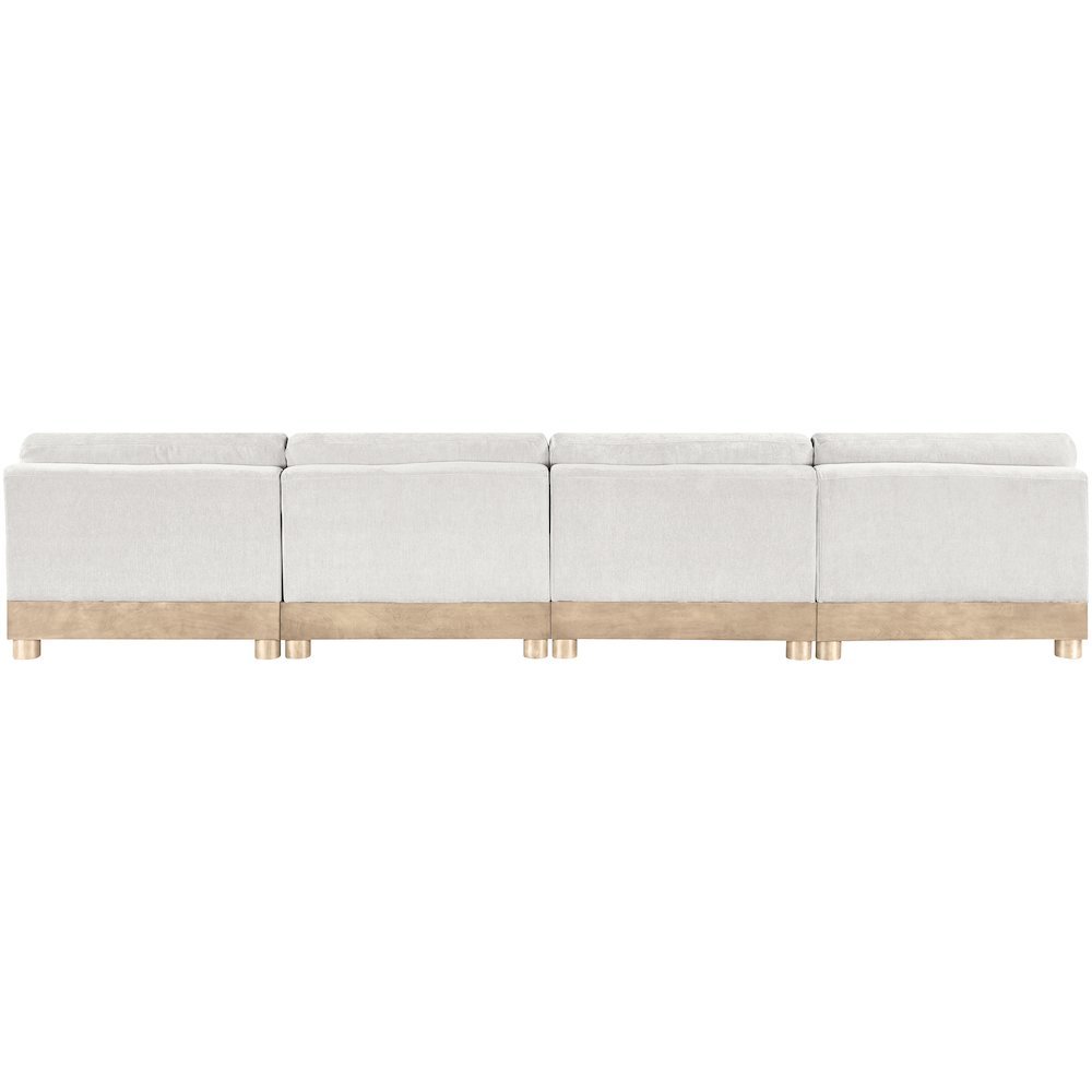 Turin 160" Cream Chenille Fabric Upholstered 4pc. Modular Sofa