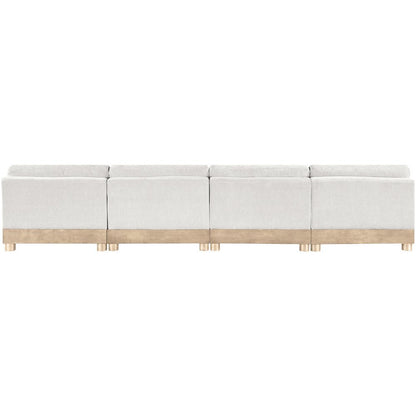 Turin 160" Cream Chenille Fabric Upholstered 4pc. Modular Sofa