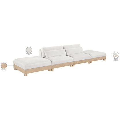 Turin 160" Cream Chenille Fabric Upholstered 4pc. Modular Sofa