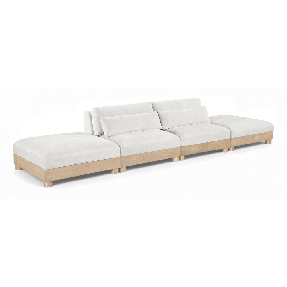 Turin 160" Cream Chenille Fabric Upholstered 4pc. Modular Sofa