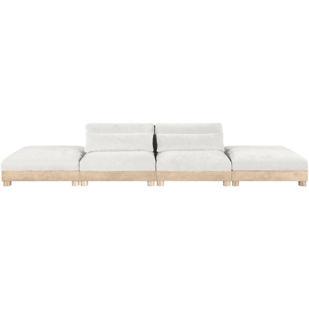 Turin 160" Cream Chenille Fabric Upholstered 4pc. Modular Sofa
