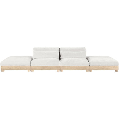 Turin 160" Cream Chenille Fabric Upholstered 4pc. Modular Sofa