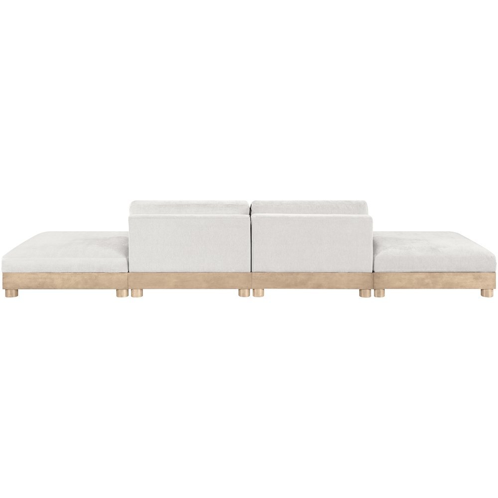 Turin 160" Cream Chenille Fabric Upholstered 4pc. Modular Sofa