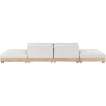 Turin 160" Cream Chenille Fabric Upholstered 4pc. Modular Sofa
