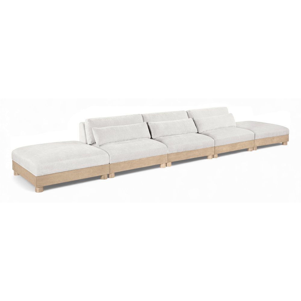 Turin 200" Cream Chenille Fabric Upholstered 5pc. Modular Sofa