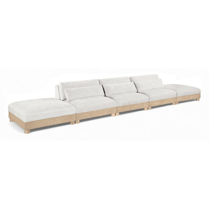 Turin 200" Cream Chenille Fabric Upholstered 5pc. Modular Sofa