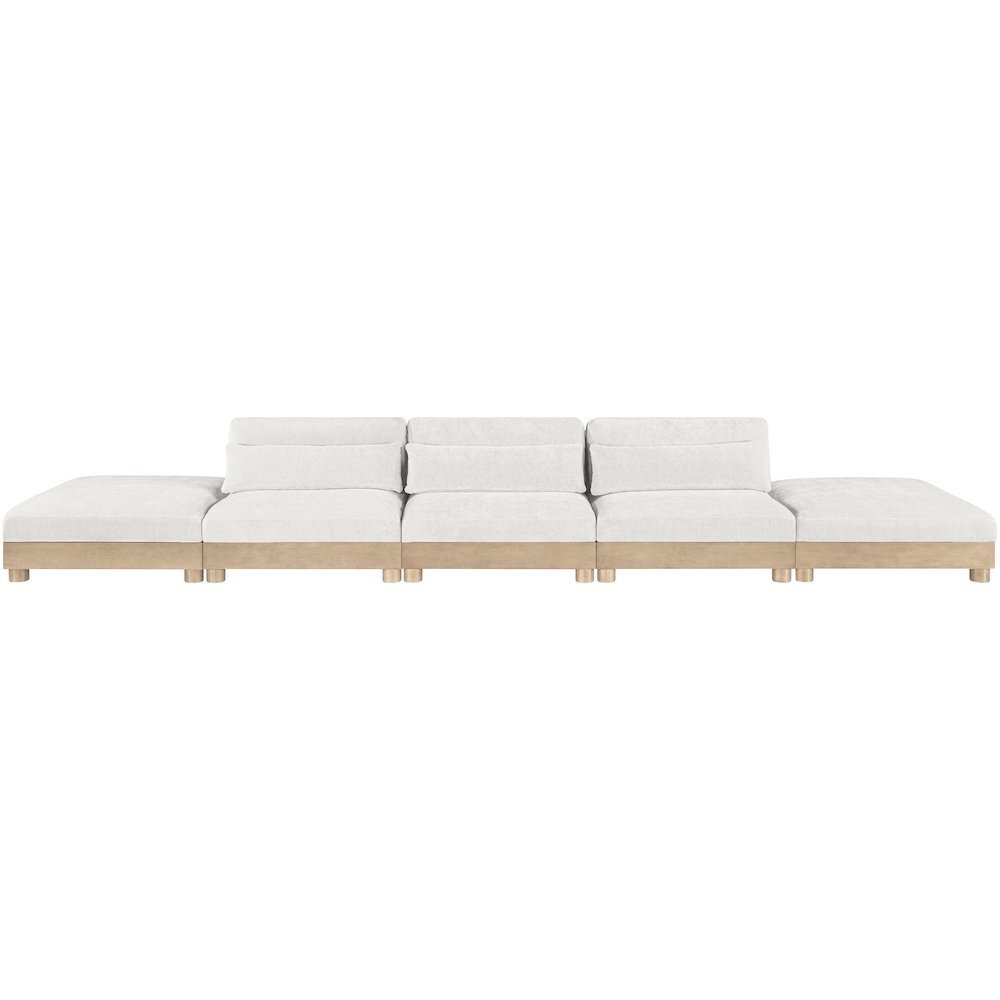 Turin 200" Cream Chenille Fabric Upholstered 5pc. Modular Sofa