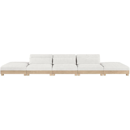 Turin 200" Cream Chenille Fabric Upholstered 5pc. Modular Sofa