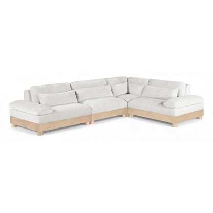 Turin 127.75" Cream Chenille Fabric Upholstered 4pc. Modular Sectional