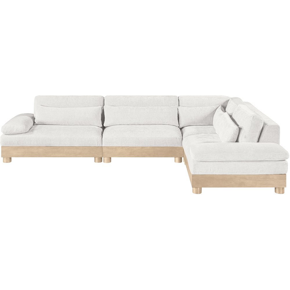 Turin 127.75" Cream Chenille Fabric Upholstered 4pc. Modular Sectional