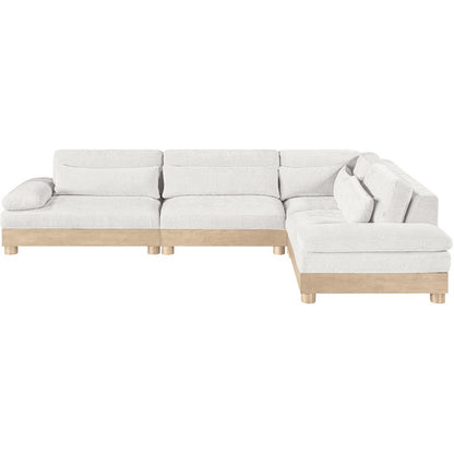 Turin 127.75" Cream Chenille Fabric Upholstered 4pc. Modular Sectional