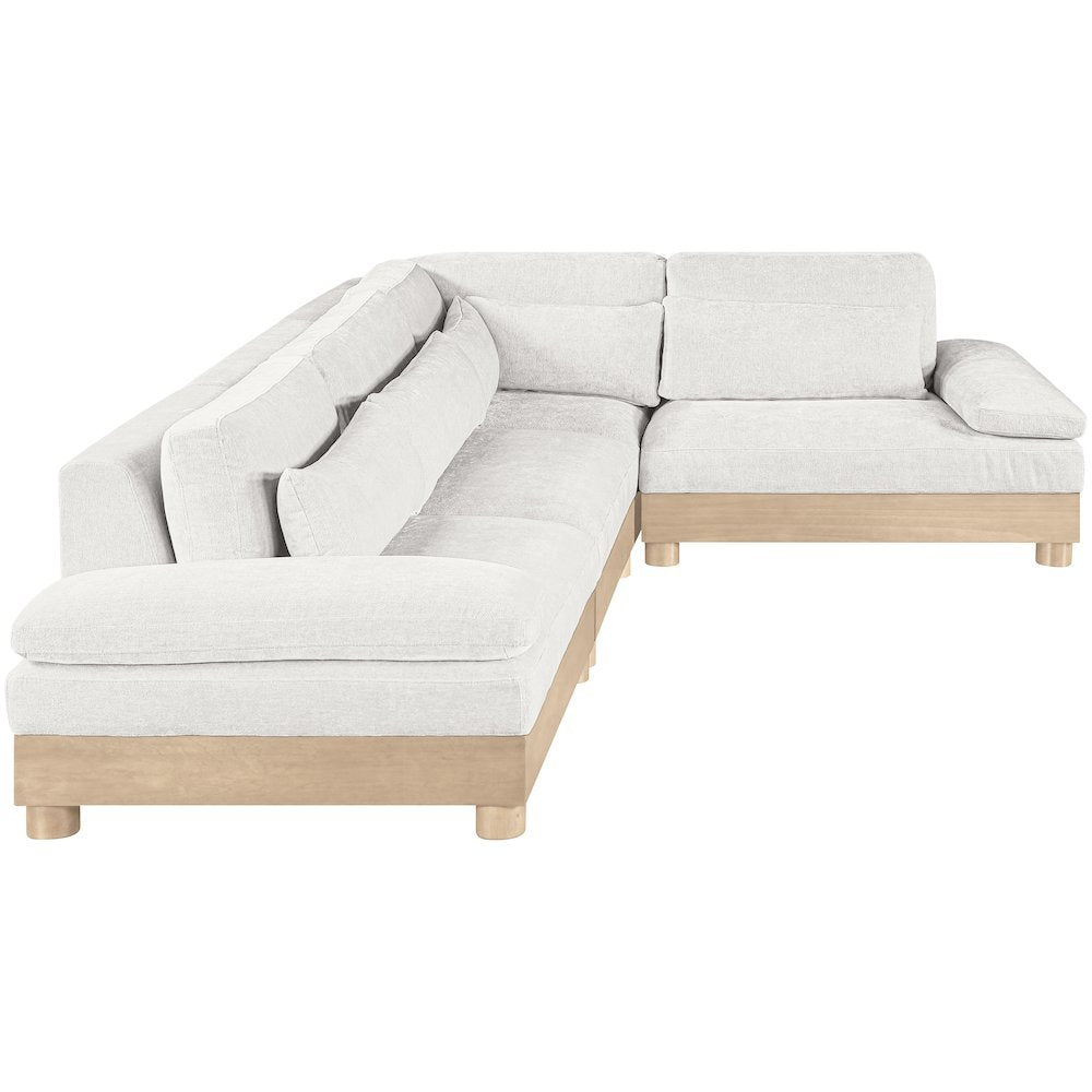 Turin 127.75" Cream Chenille Fabric Upholstered 4pc. Modular Sectional