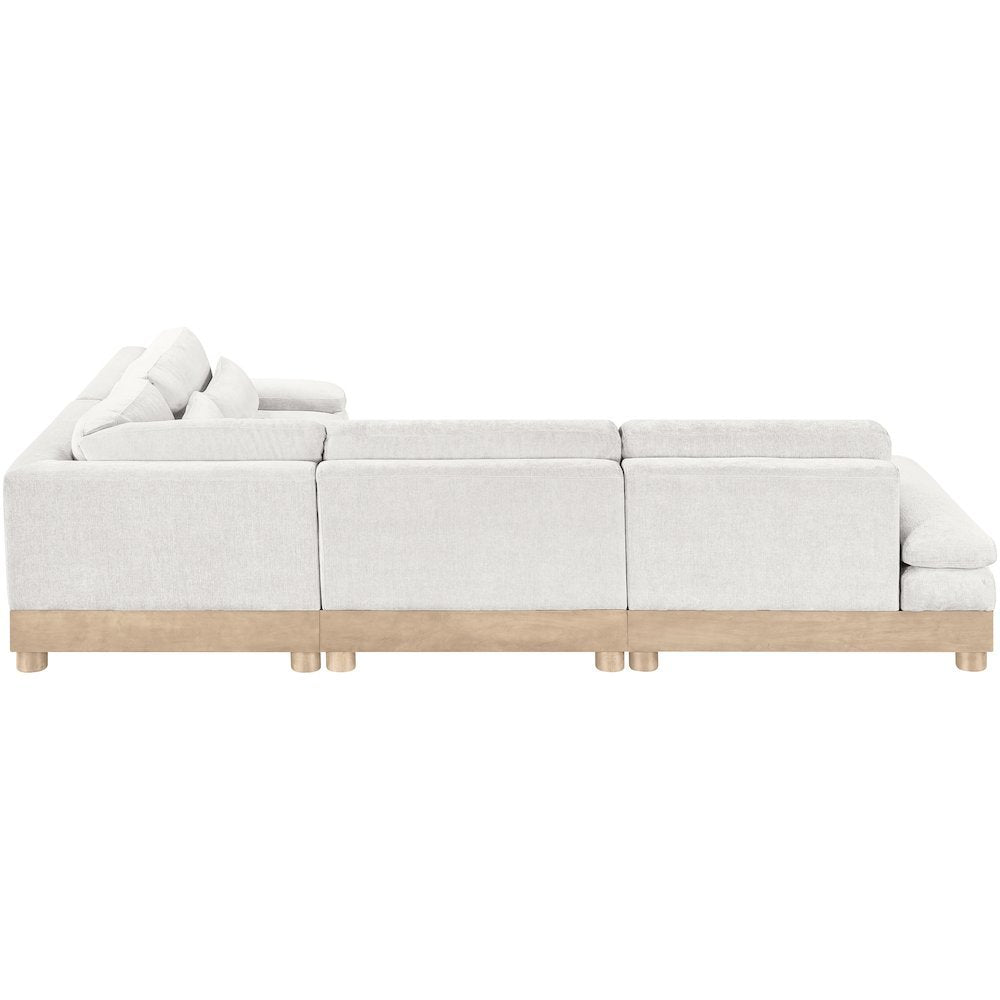 Turin 127.75" Cream Chenille Fabric Upholstered 4pc. Modular Sectional