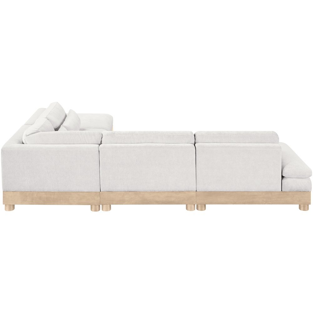 Turin 120" Cream Chenille Fabric Upholstered 5pc. Modular Sectional