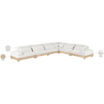 Turin 167.75" Cream Chenille Fabric Upholstered 6pc. Modular Sectional