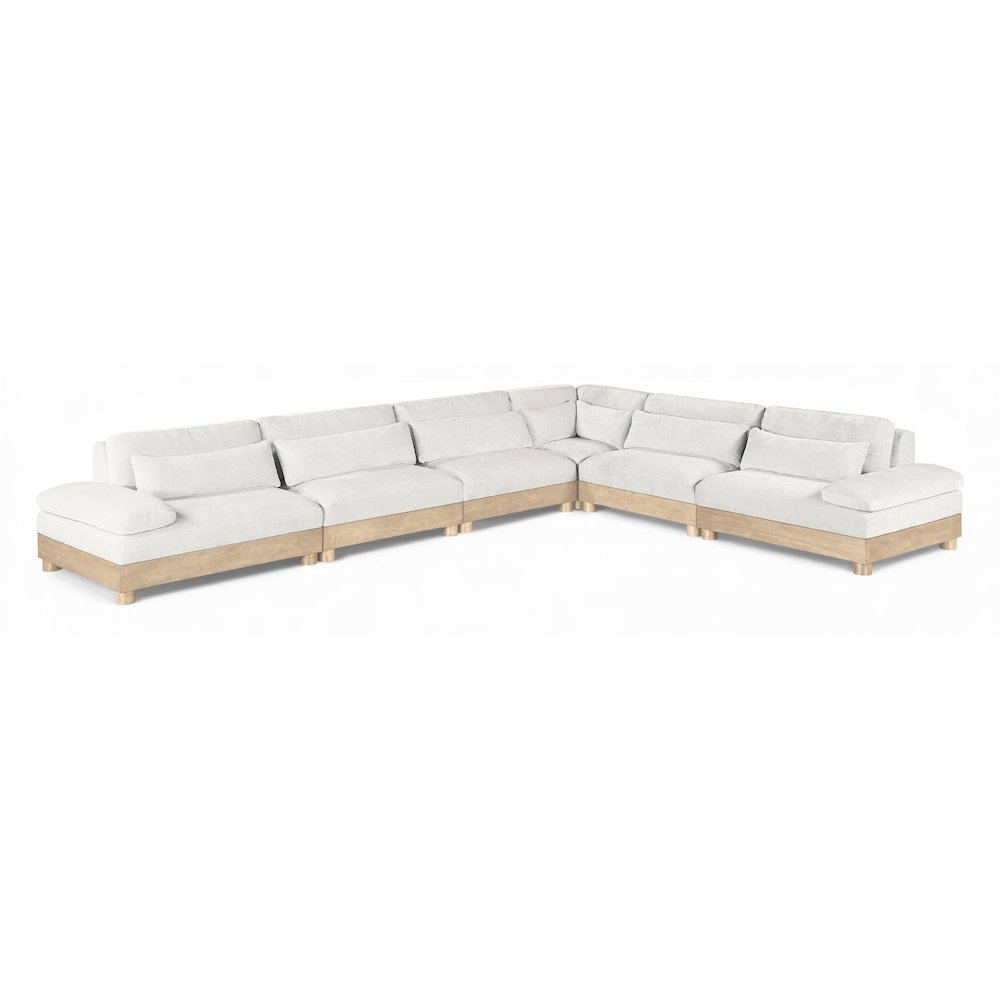 Turin 167.75" Cream Chenille Fabric Upholstered 6pc. Modular Sectional