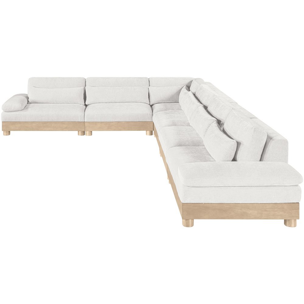 Turin 167.75" Cream Chenille Fabric Upholstered 6pc. Modular Sectional