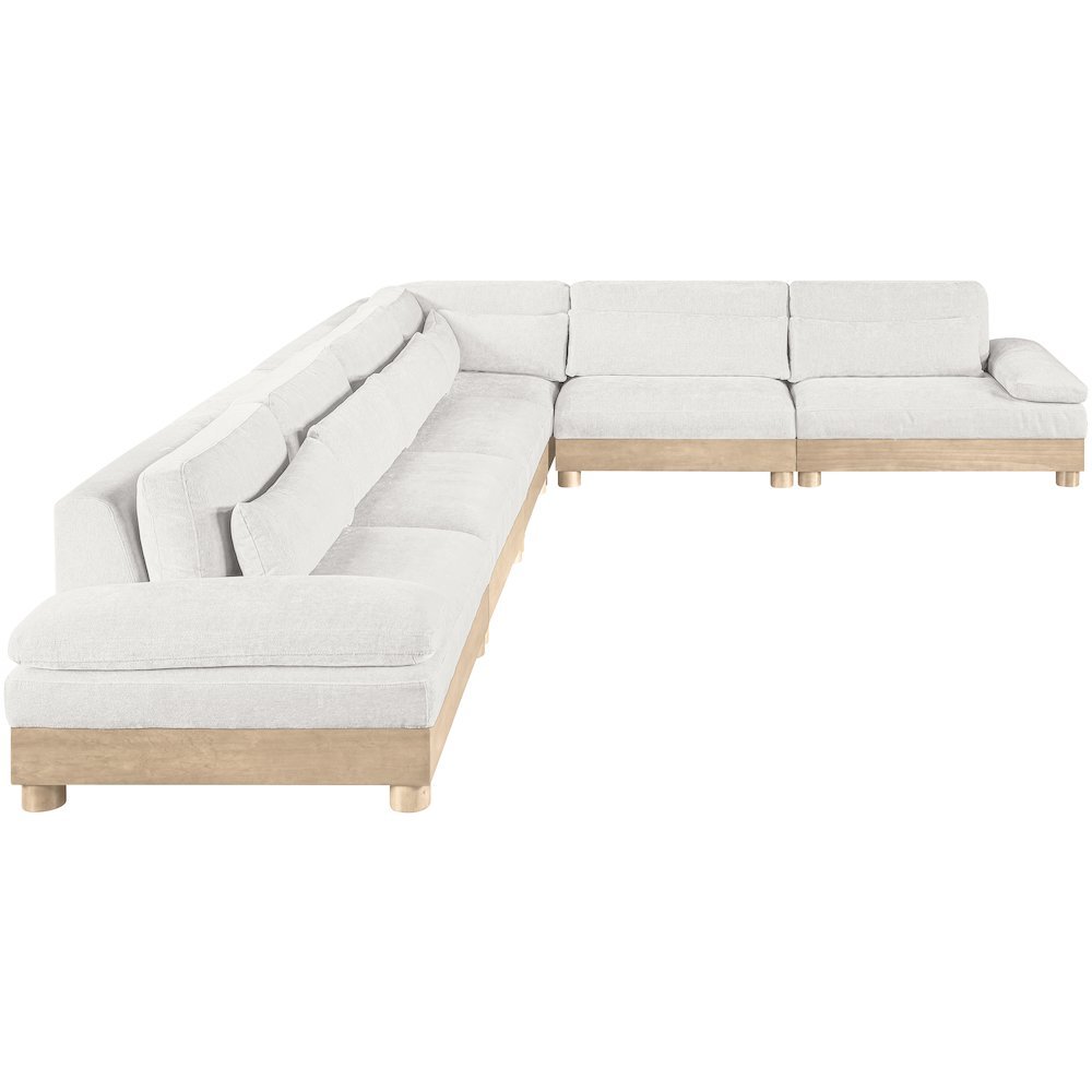 Turin 167.75" Cream Chenille Fabric Upholstered 6pc. Modular Sectional
