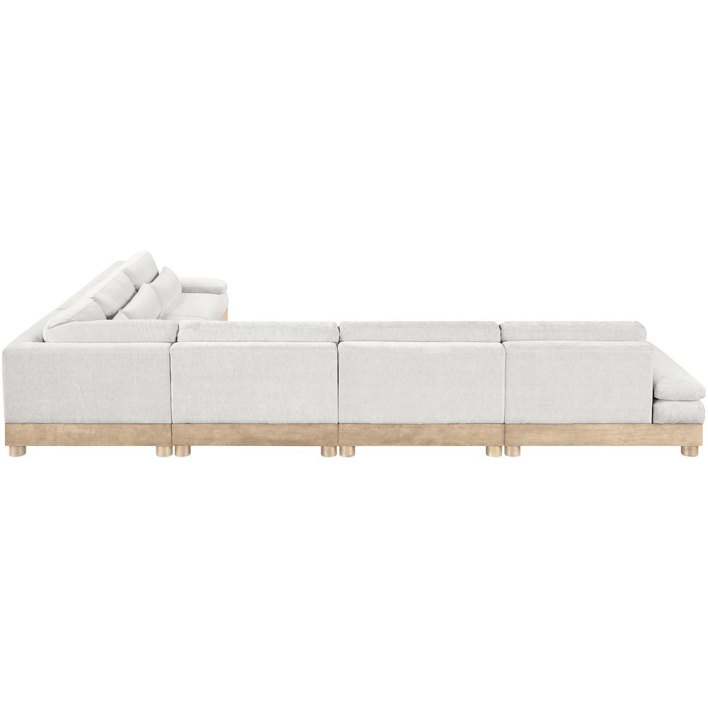 Turin 167.75" Cream Chenille Fabric Upholstered 6pc. Modular Sectional