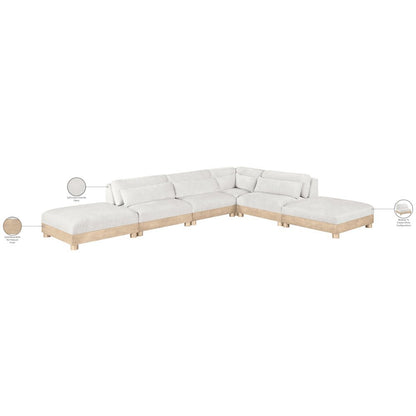 Turin 160" Cream Chenille Fabric Upholstered 6pc. Modular Sectional