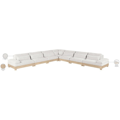 Turin 167.75" Cream Chenille Fabric Upholstered 7pc. Modular Sectional