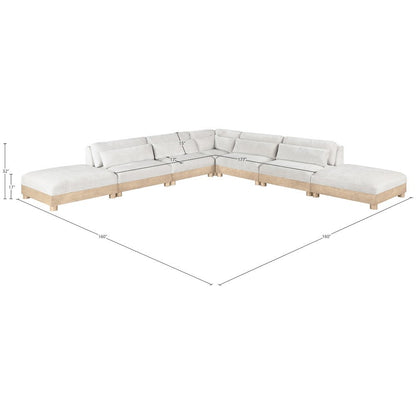 Turin 160" Cream Chenille Fabric Upholstered 7pc. Modular Sectional
