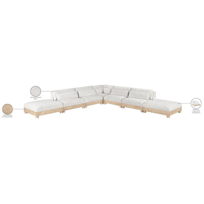 Turin 160" Cream Chenille Fabric Upholstered 7pc. Modular Sectional