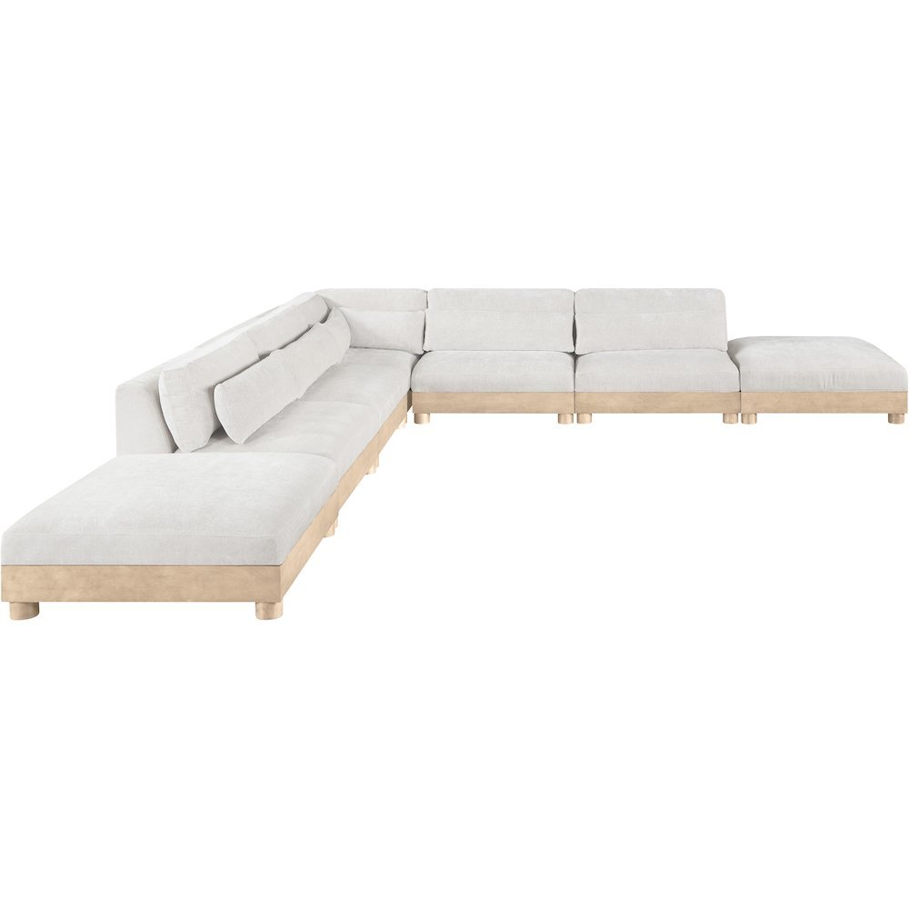 Turin 160" Cream Chenille Fabric Upholstered 7pc. Modular Sectional