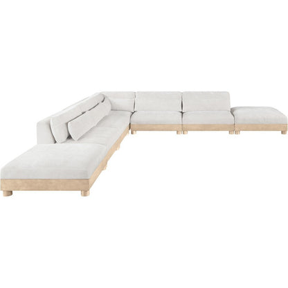 Turin 160" Cream Chenille Fabric Upholstered 7pc. Modular Sectional