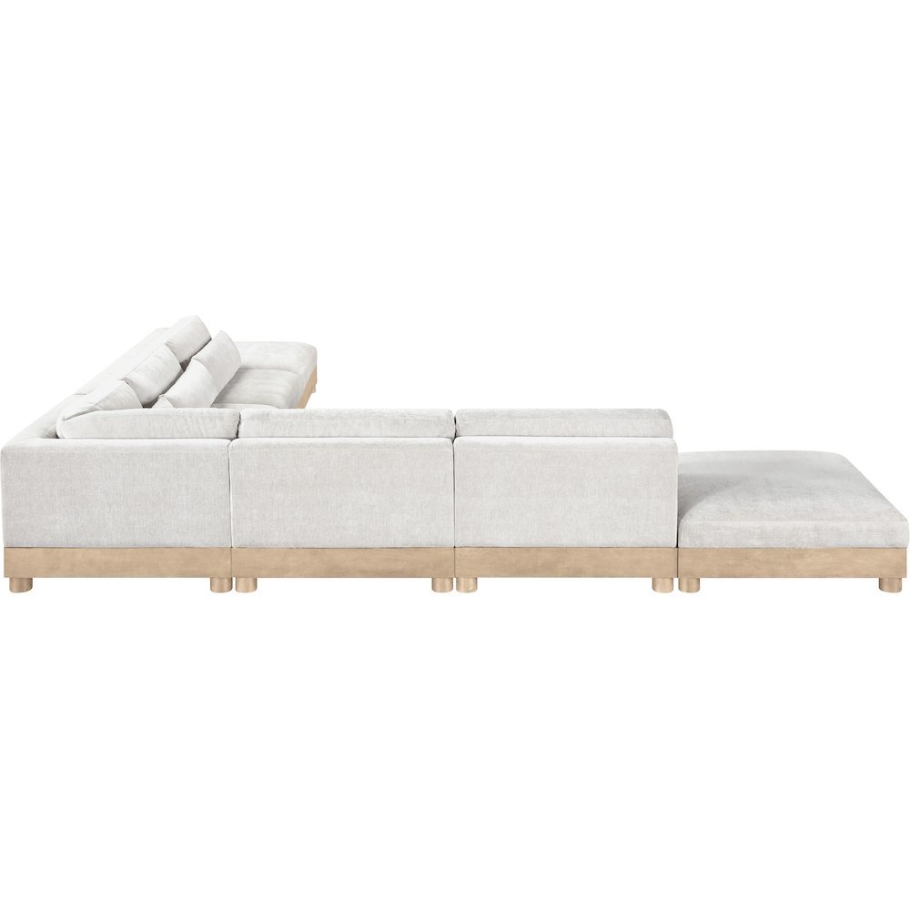 Turin 160" Cream Chenille Fabric Upholstered 7pc. Modular Sectional