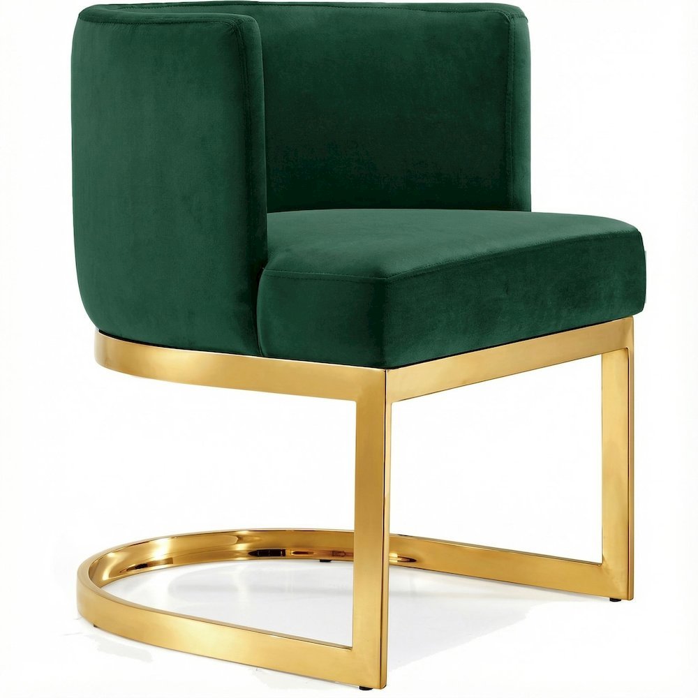 Gold Velvet Dining Chair with Armrests and Contemporary Design