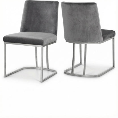 Chrome Velvet Dining Chairs Set of 2 with Contemporary Design
