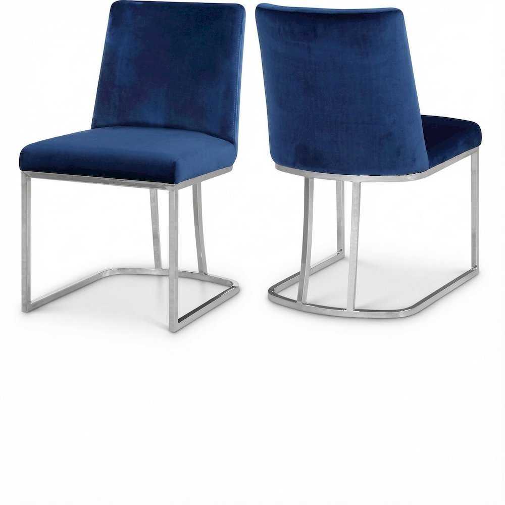 Chrome Velvet Dining Chair Set of 2 with Cushioned Seat and Contemporary Design